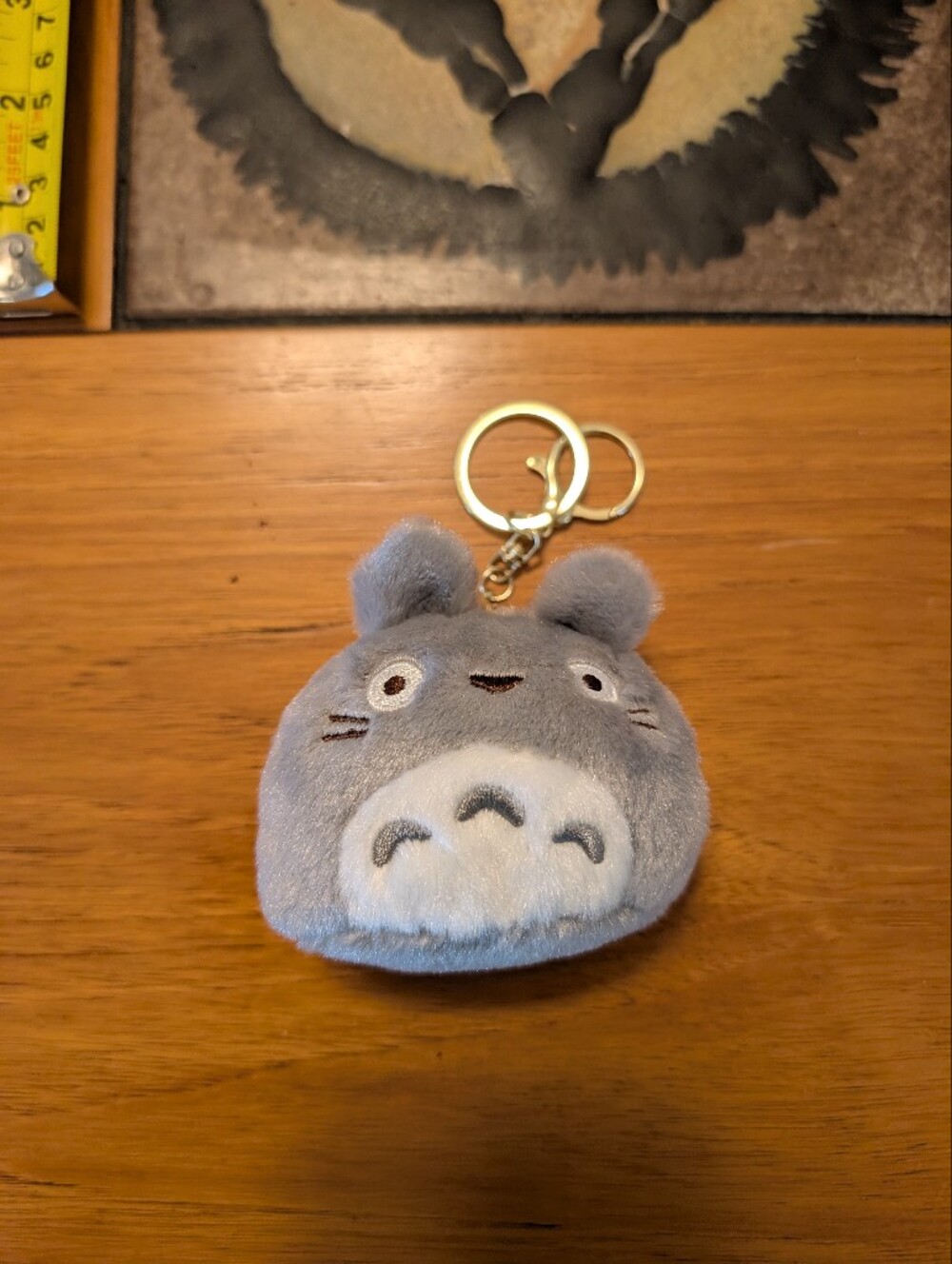 Fluffy Totoro Keychain Bag Charm Plush Anime Studio Ghibli Kawaii Cute Grey - Picture 2 of 4